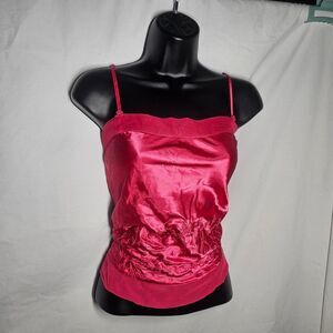 Vintage y2k satin pink floral whimsigoth fairy tank top